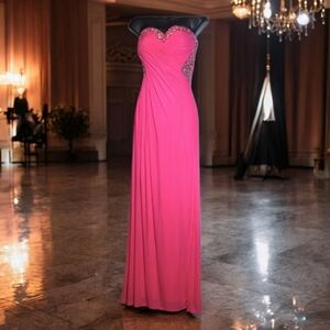 Hot Pink Strapless Party Dress (Sz 2)